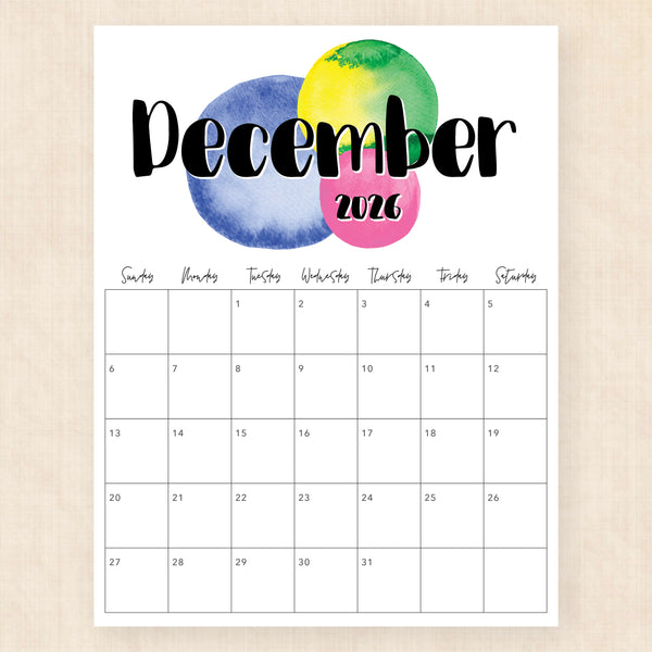 december 2026 calendar neon nectar