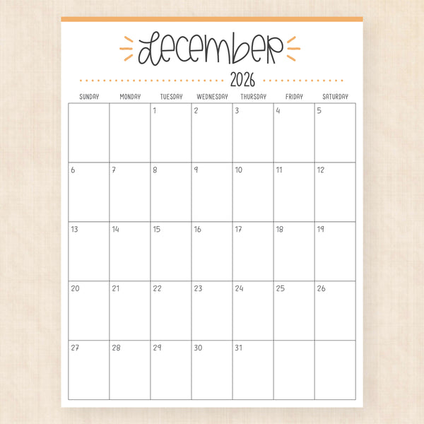 december 2026 calendar buzzy burst