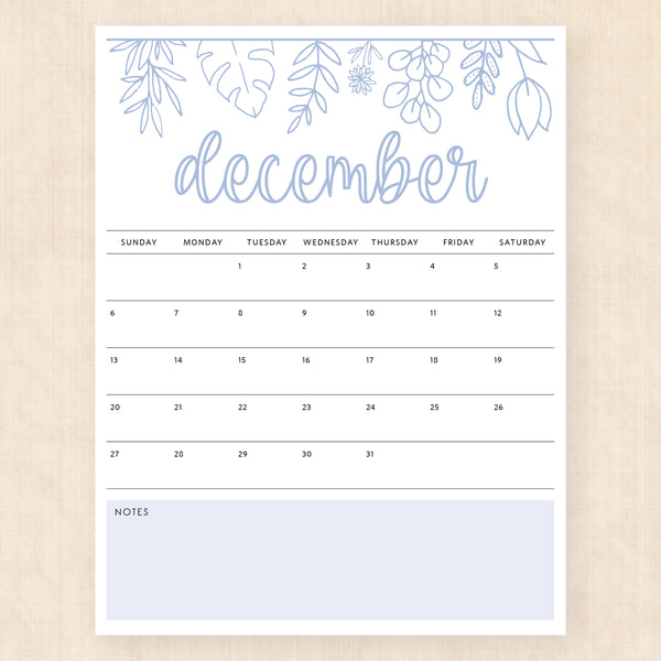 december 2026 calendar delicate daffodils