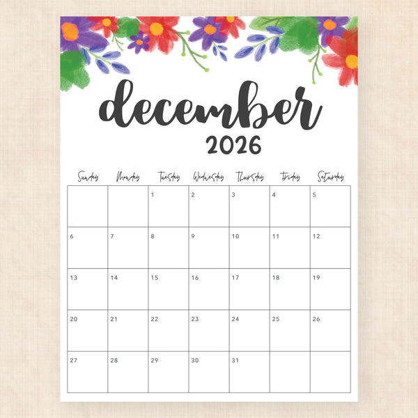 december 2026 calendar garland gaze