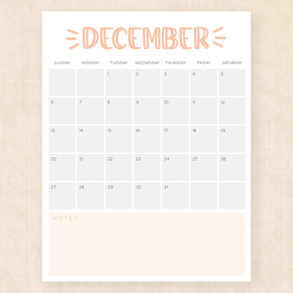 december 2026 calendar sassy splash