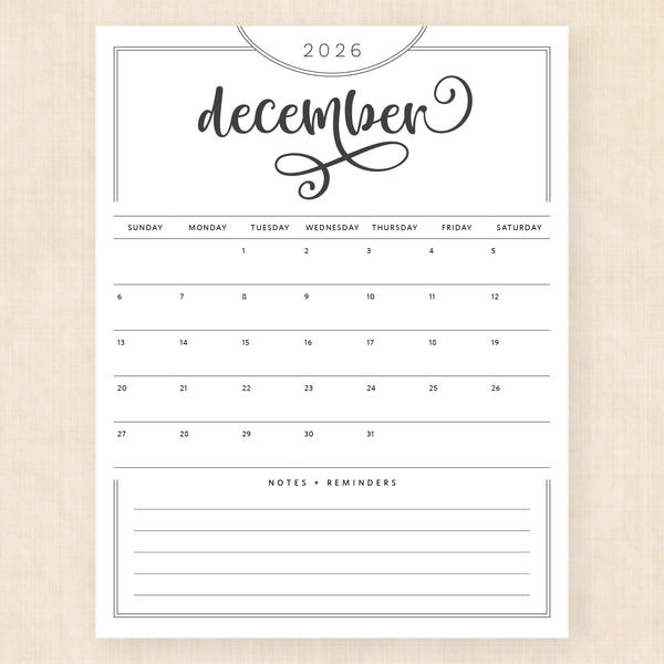 december 2026 calendar flawless flourish