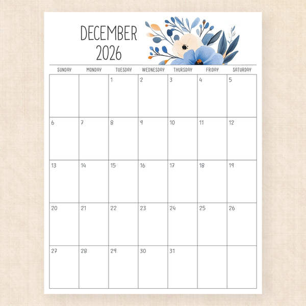 december 2026 calendar royal reverie