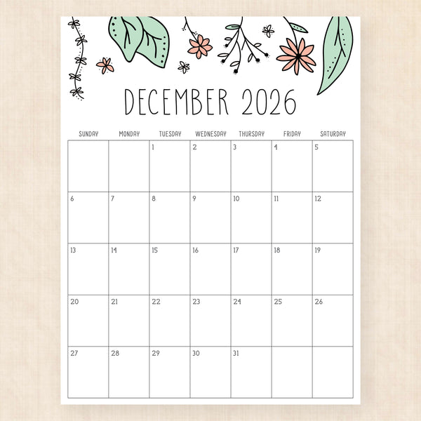 december 2026 calendar rhododendron rain
