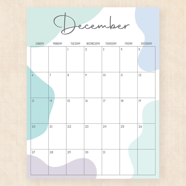 december 2026 calendar rainforest rhapsody