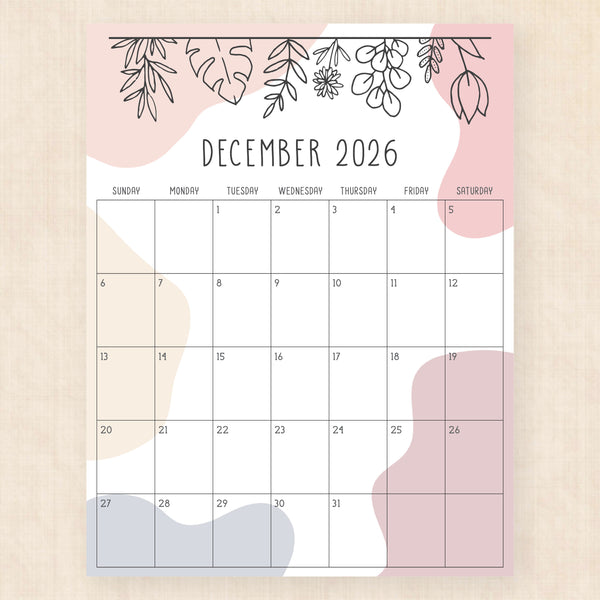 december 2026 calendar rustic rhapsody