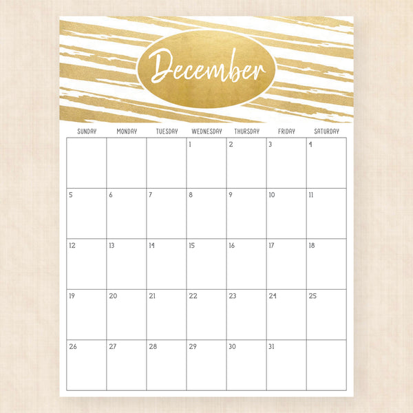 december 2027 calendar golden glamour