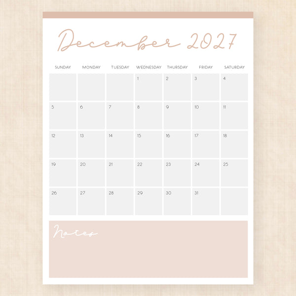 december 2027 calendar serene symphony