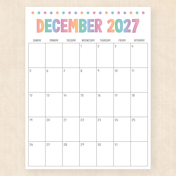 december 2027 calendar electric echo