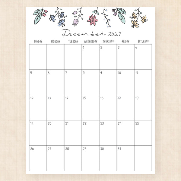 december 2027 calendar wildflower whimsy
