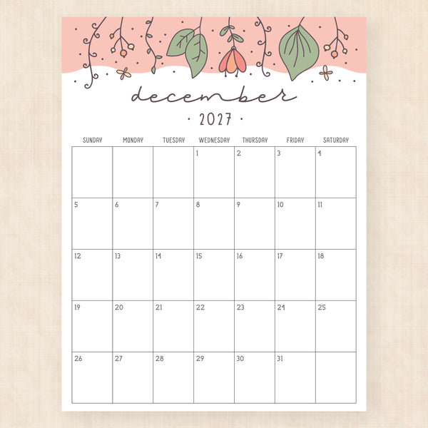 december 2027 calendar garden gala