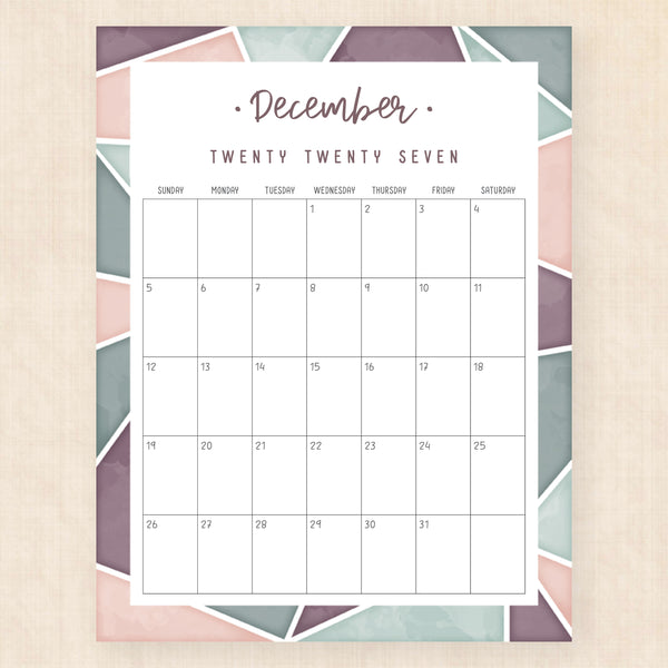 december 2027 calendar majestic mosaic