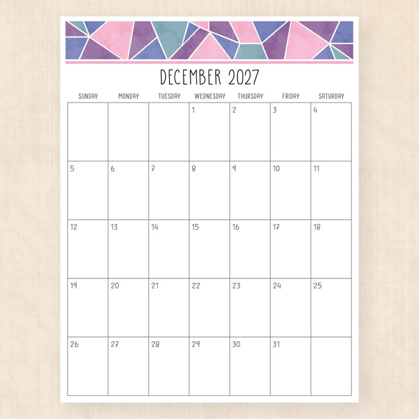 december 2027 calendar magic mosaic