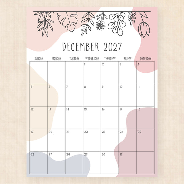 december 2027 calendar rustic rhapsody