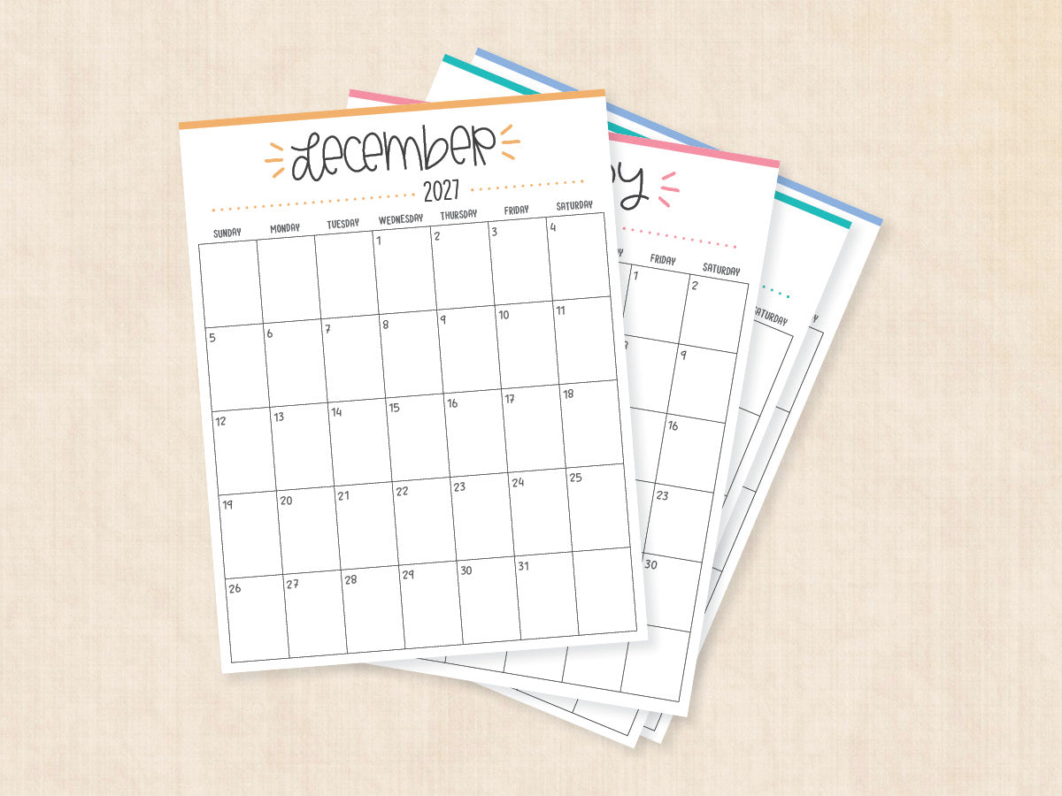 december 2027 calendar printable