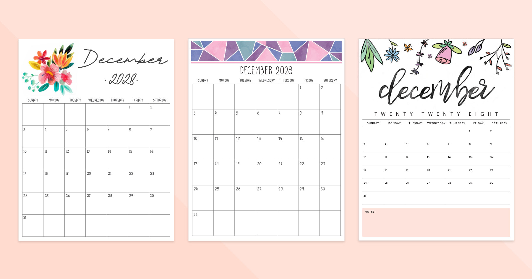 december 2028 calendar