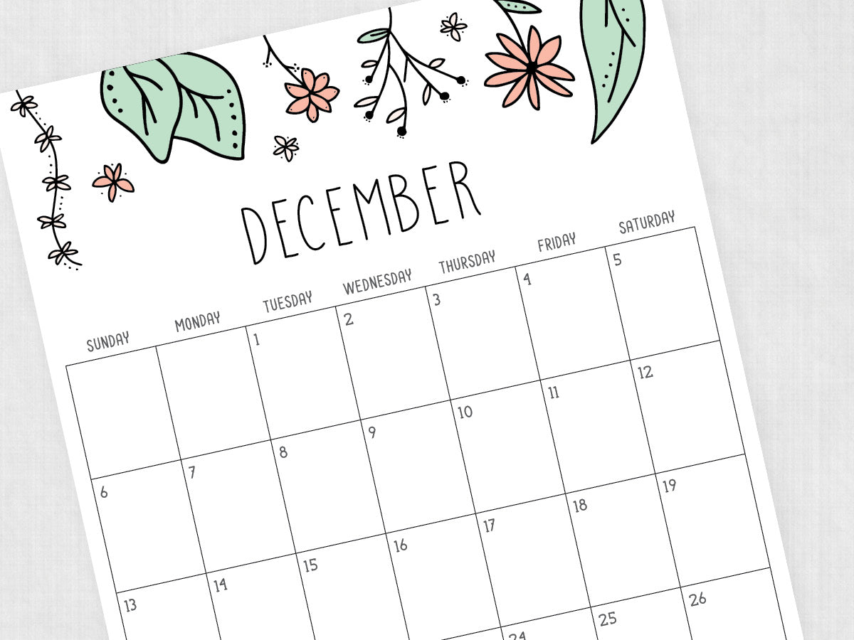 December Calendar · Printable PDF Template