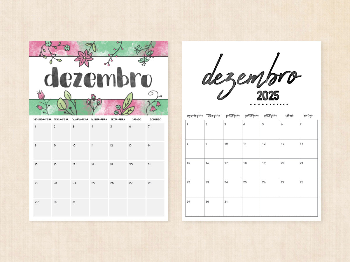 dezembro 2025 calendário em branco