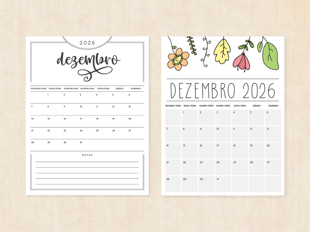 dezembro 2026 planner