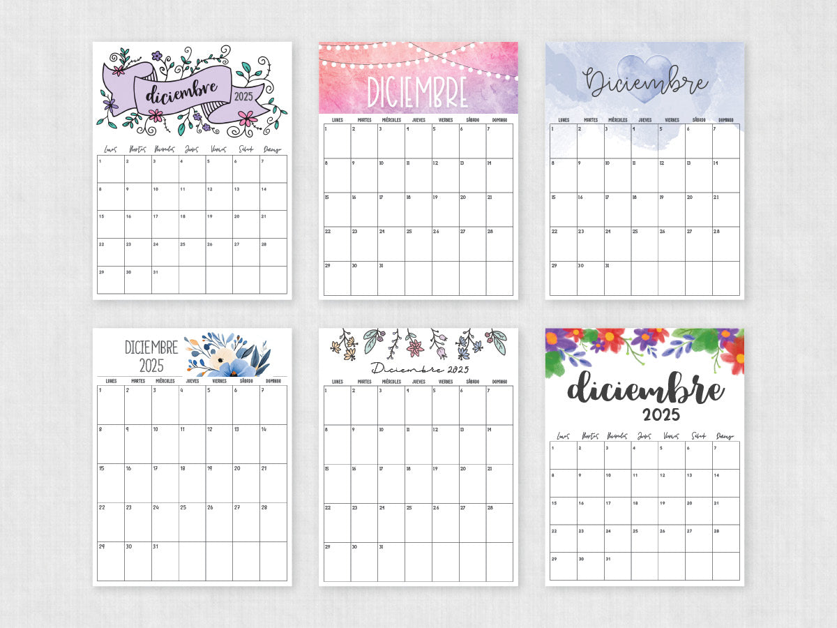 diciembre 2025 calendario imprimible