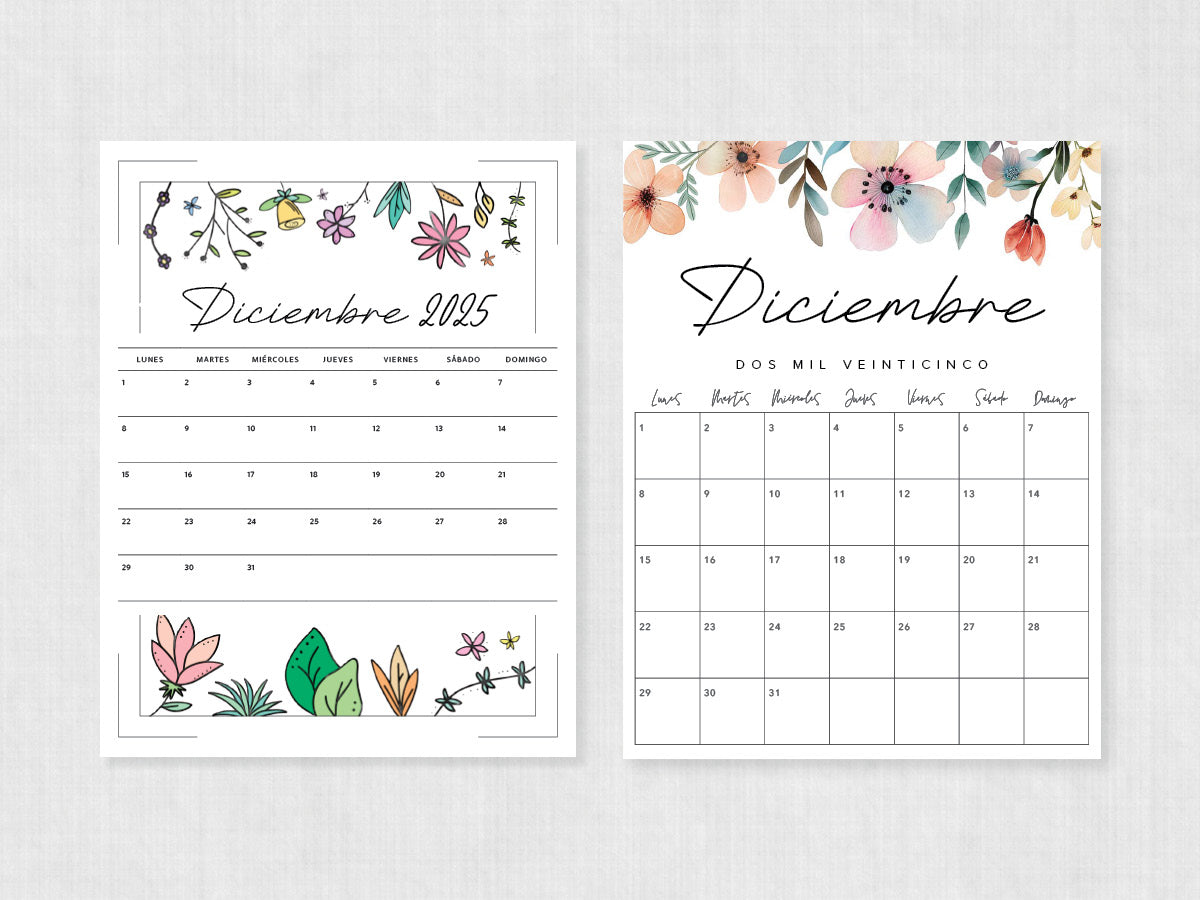 diciembre 2025 calendario para imprimir