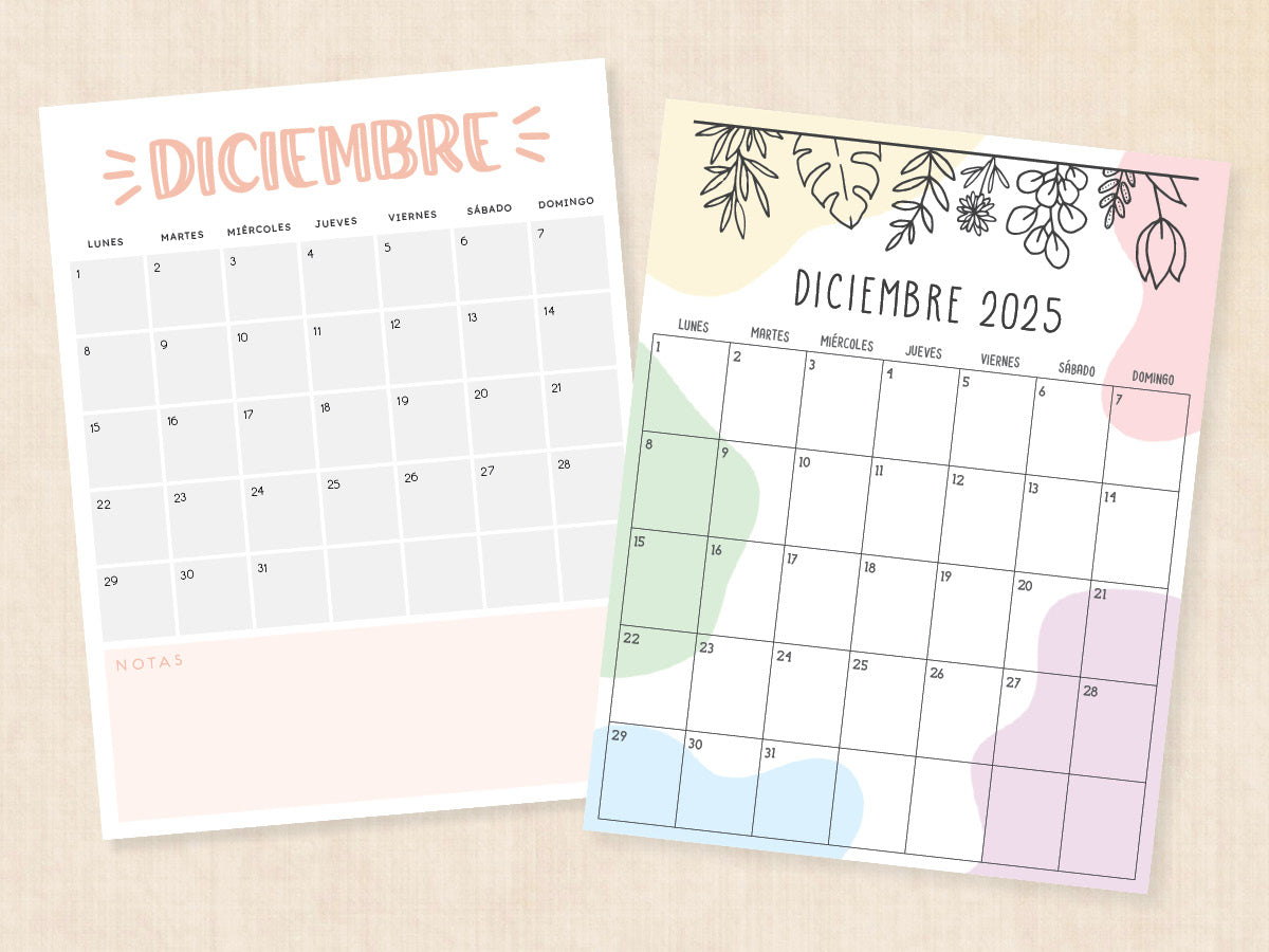 diciembre 2025 calendario pdf