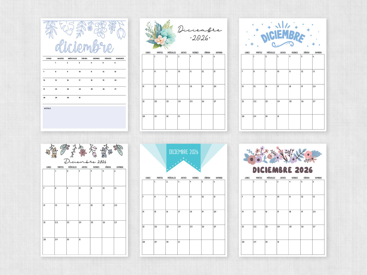 diciembre 2026 calendario imprimible