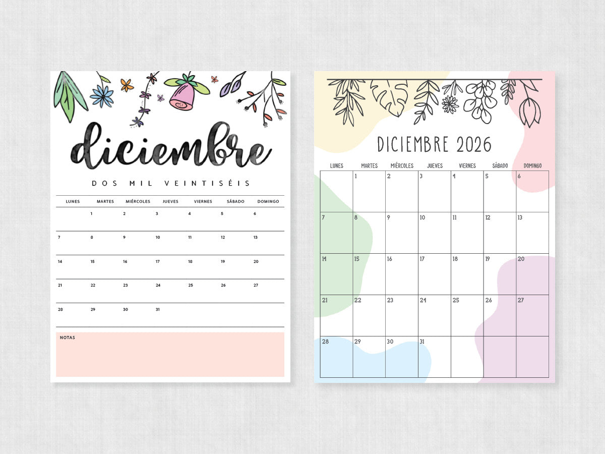 diciembre 2026 calendario para imprimir