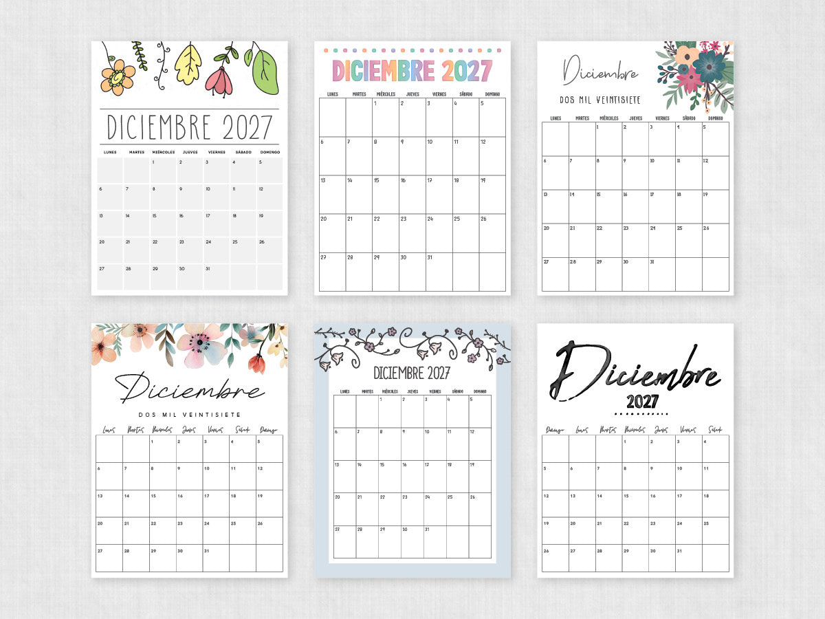 diciembre 2027 calendario imprimible