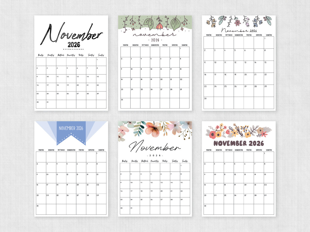 druckbarer kalender november 2026