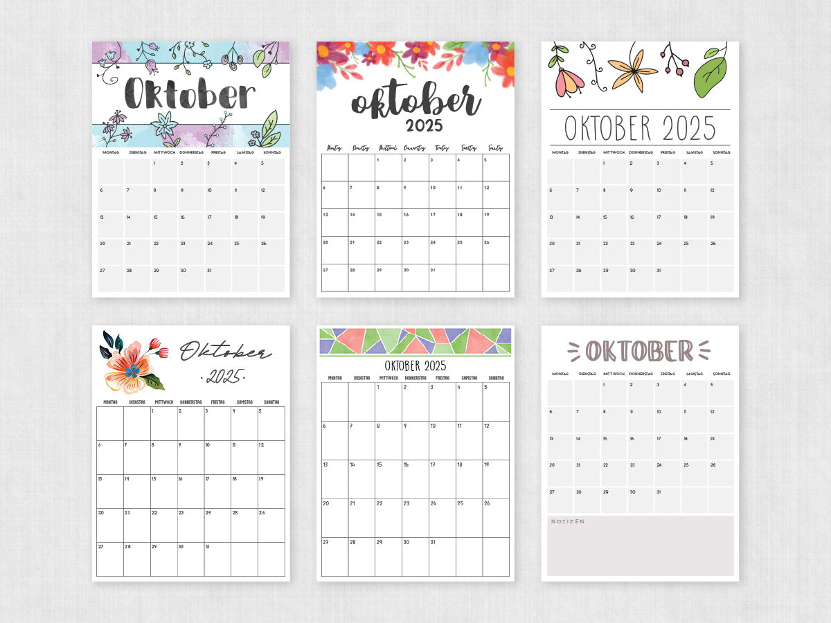 druckbarer kalender oktober 2025