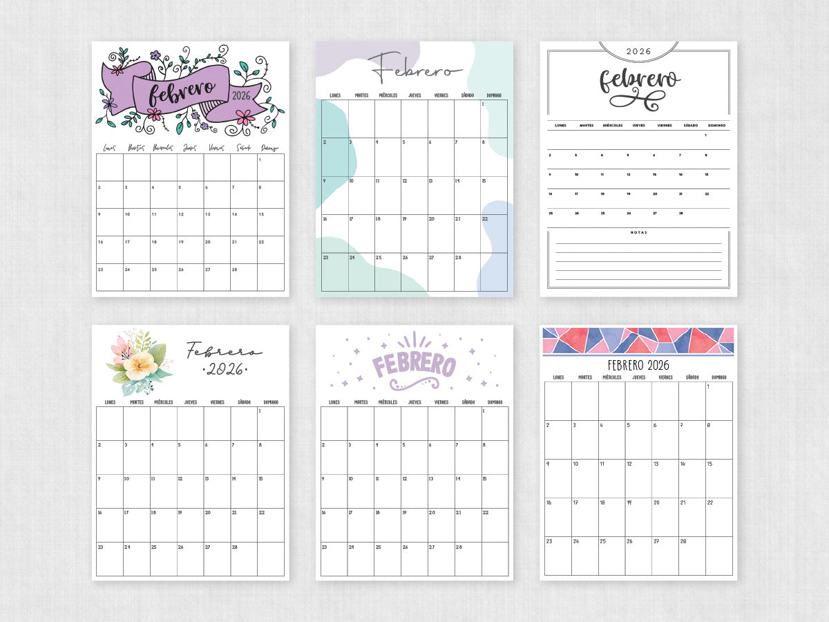 febrero 2026 calendario imprimible