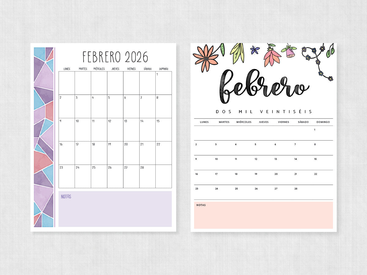 febrero 2026 calendario para imprimir