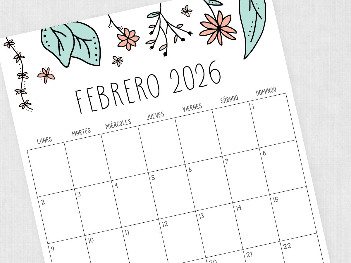 febrero 2026 calendario plantilla