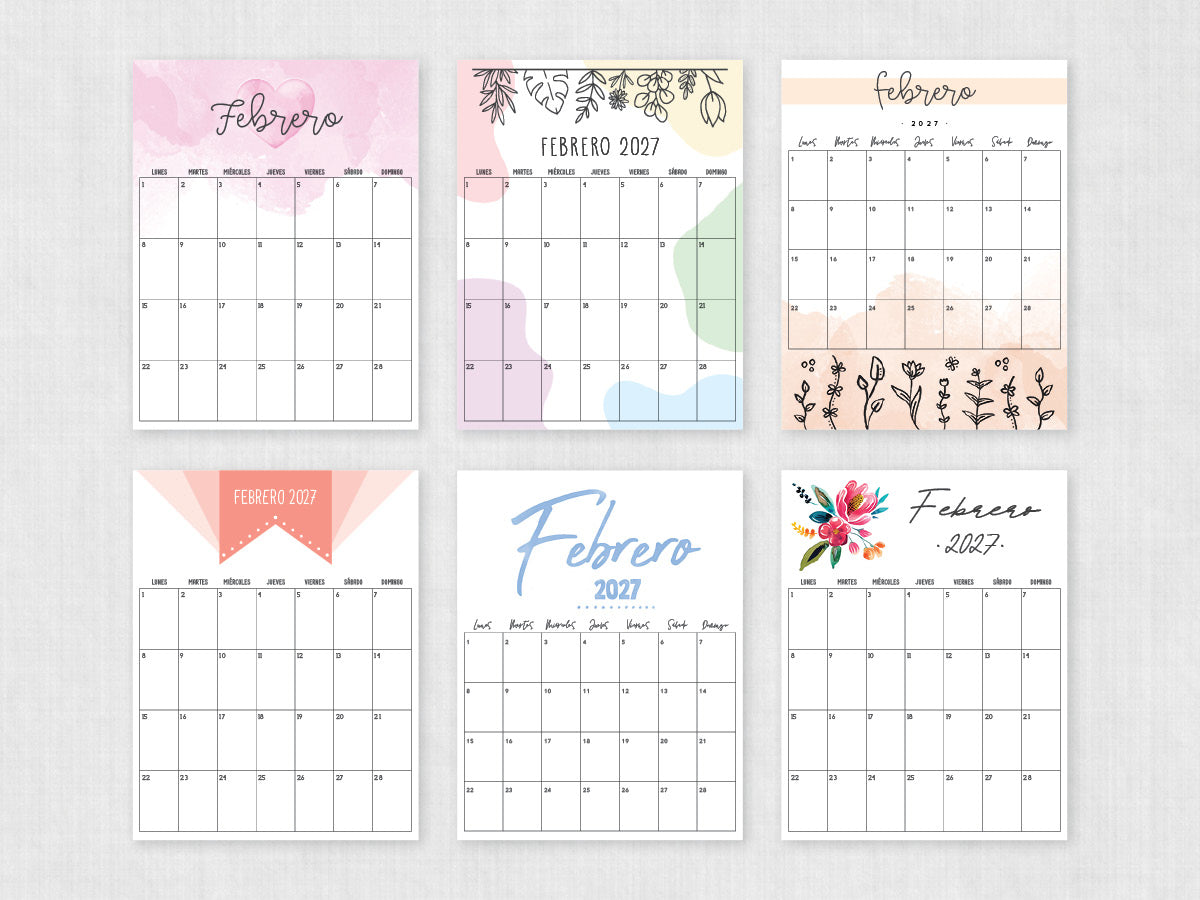 febrero 2027 calendario imprimible