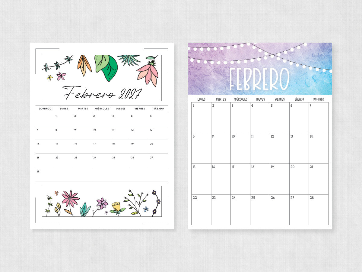 febrero 2027 calendario para imprimir