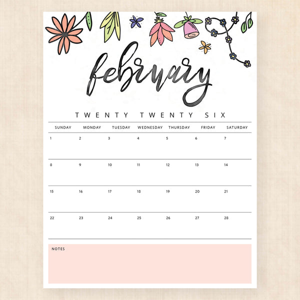 february 2026 calendar playful prairie