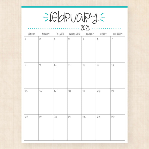 february 2026 calendar buzzy burst