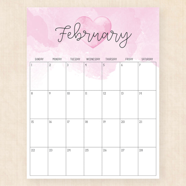 february 2026 calendar colorful crush