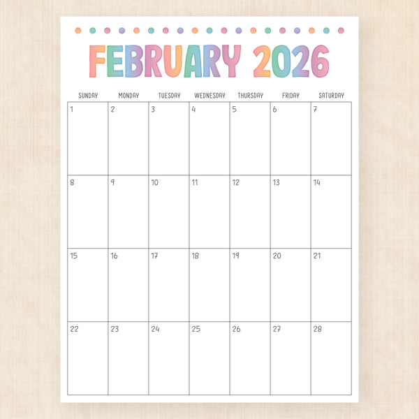 february 2026 calendar electric echo