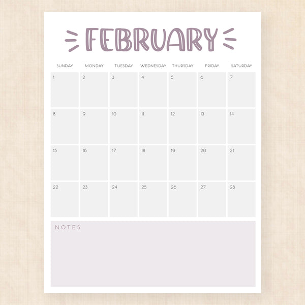 february 2026 calendar sassy splash