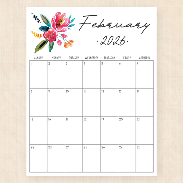 february 2026 calendar tropical treasure
