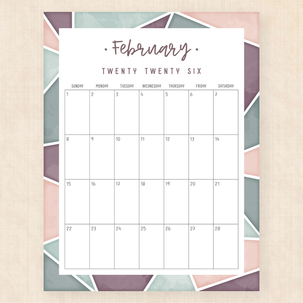 february 2026 calendar majestic mosaic