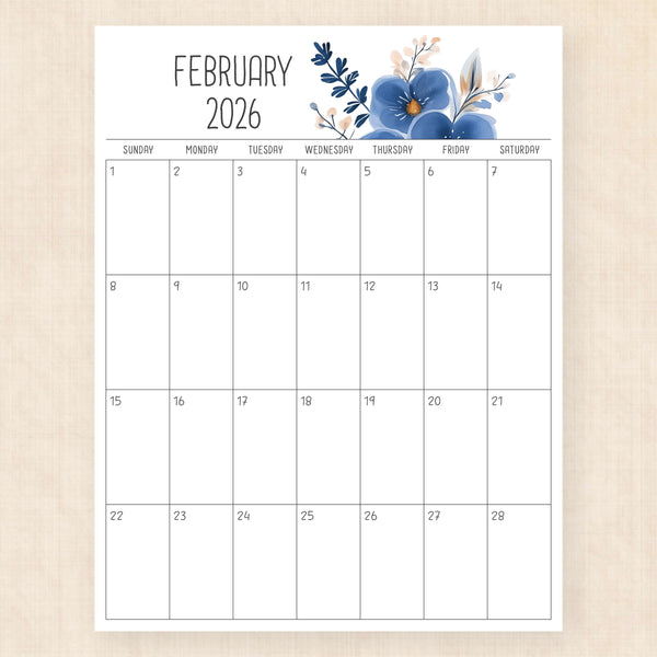 february 2026 calendar royal reverie