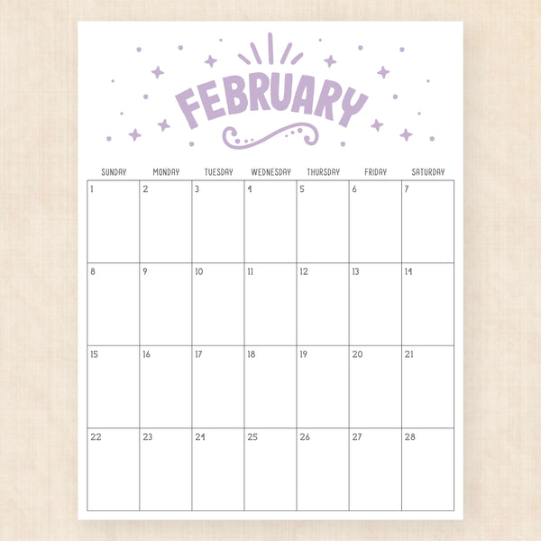 february 2026 calendar heavenly haze