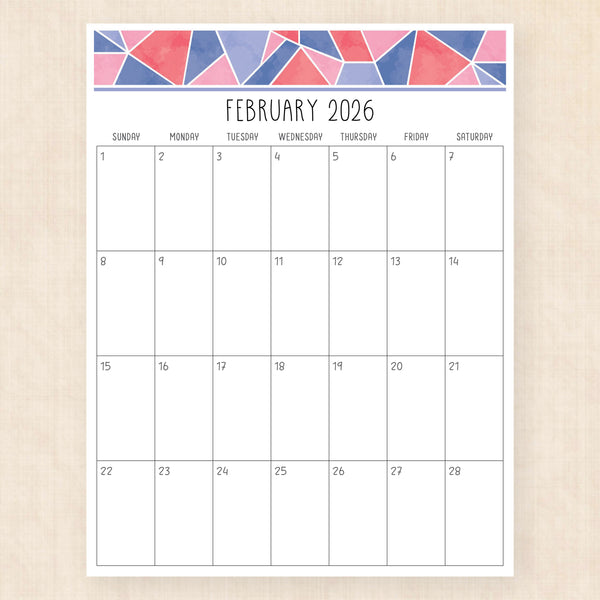 february 2026 calendar magic mosaic