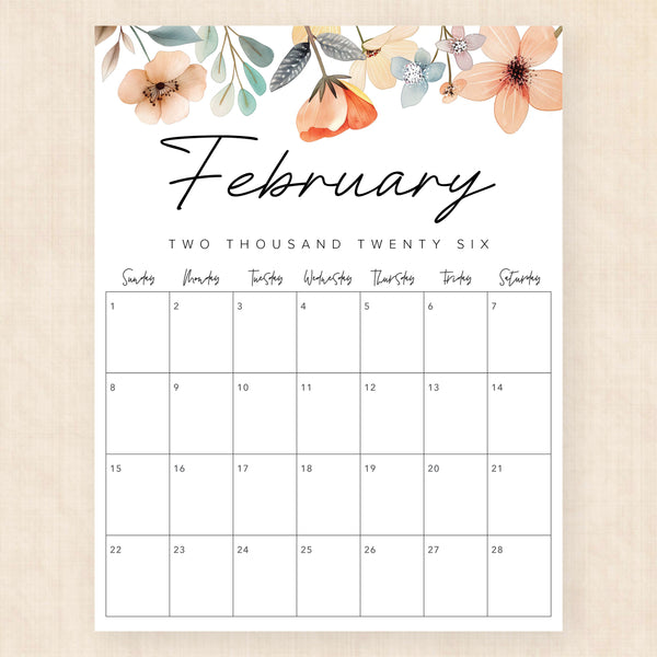 february 2026 calendar lush lagoon
