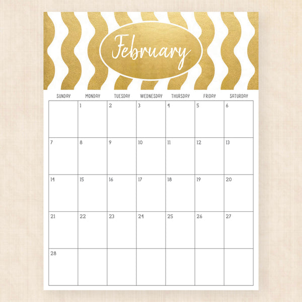 february 2027 calendar golden glamour