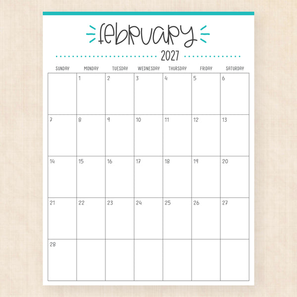 february 2027 calendar buzzy burst