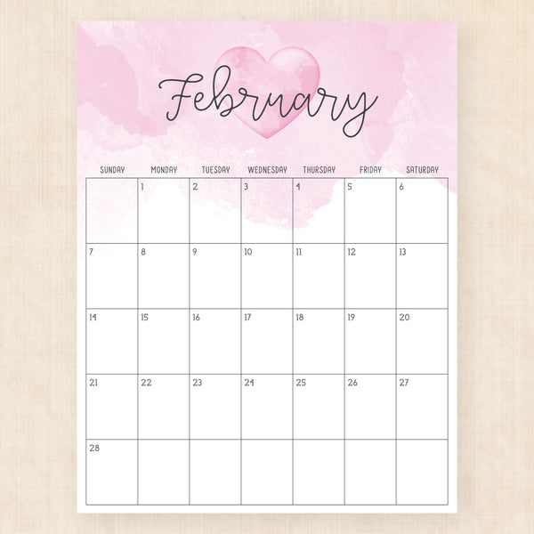 february 2027 calendar colorful crush